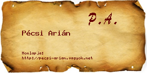 Pécsi Arián névjegykártya