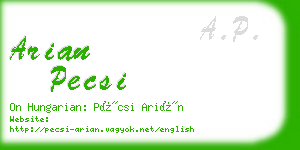 arian pecsi business card